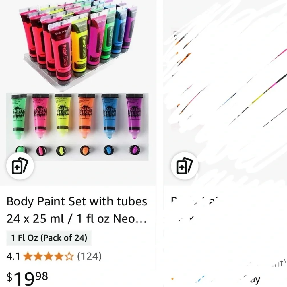 Rave Supplies: UV Reactive Body Paint, Glowing Makeup, Brushes